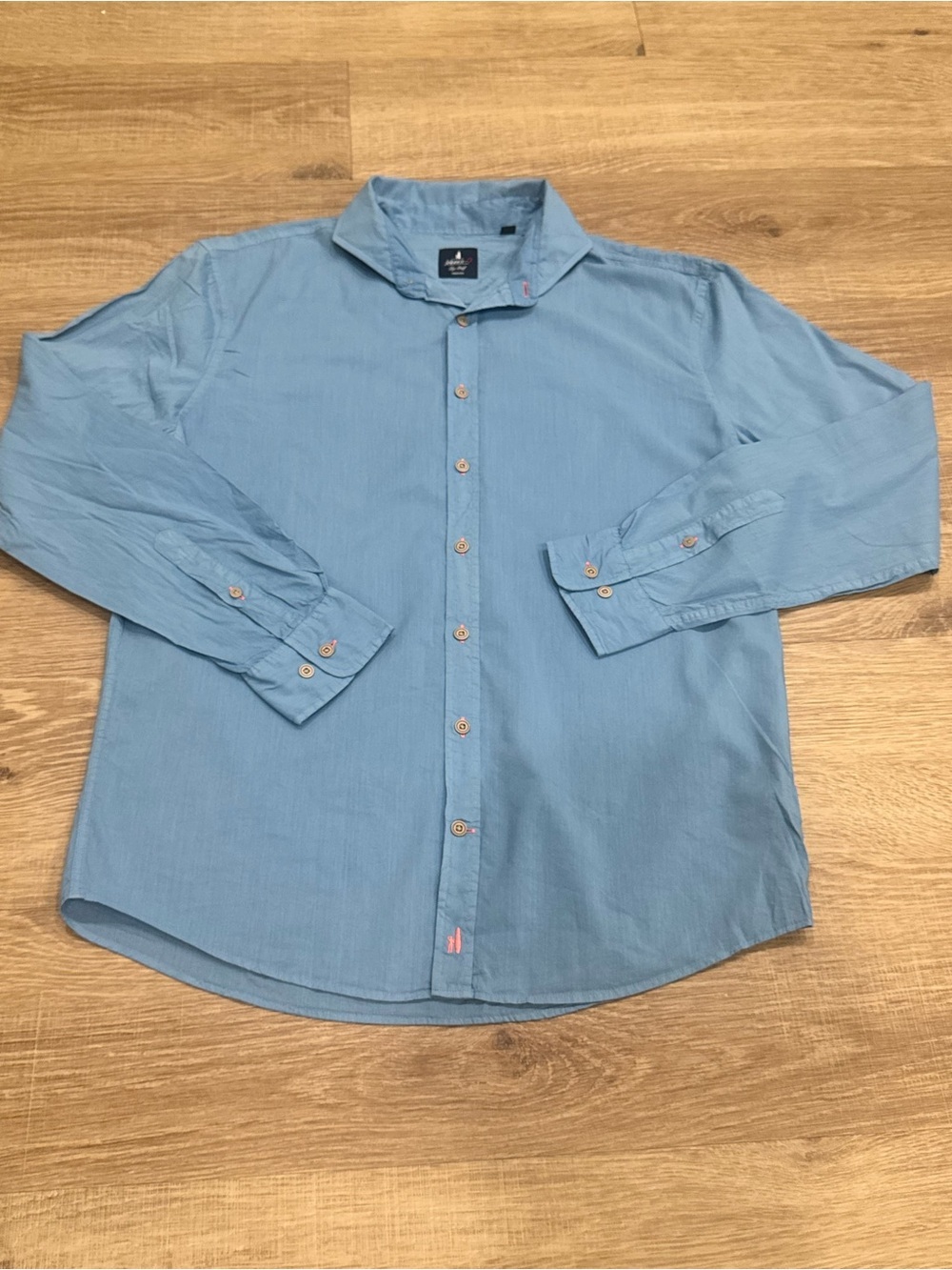 Johnnie-O Top Shelf Blue Button Down Shirt Medium Cotton Modal Long Sleeve